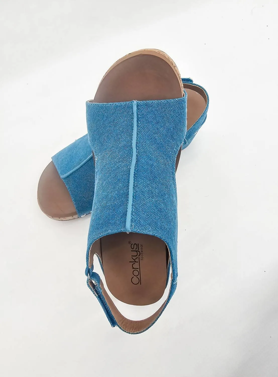 Washed Canvas Carley Wedges In Turquoise