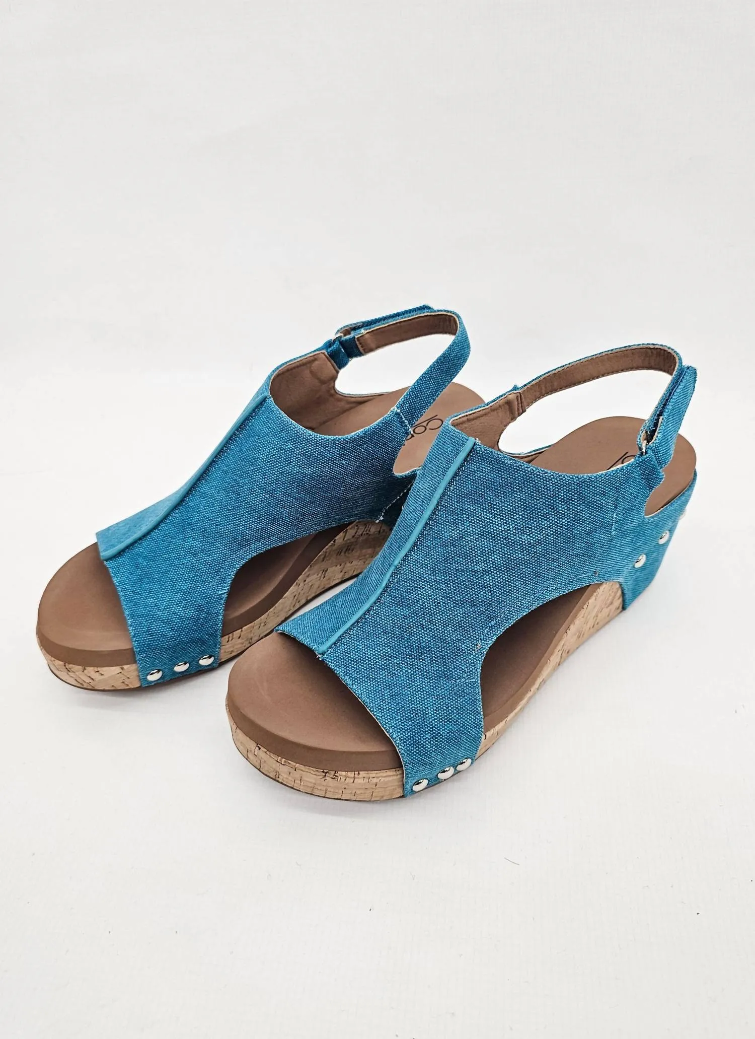 Washed Canvas Carley Wedges In Turquoise