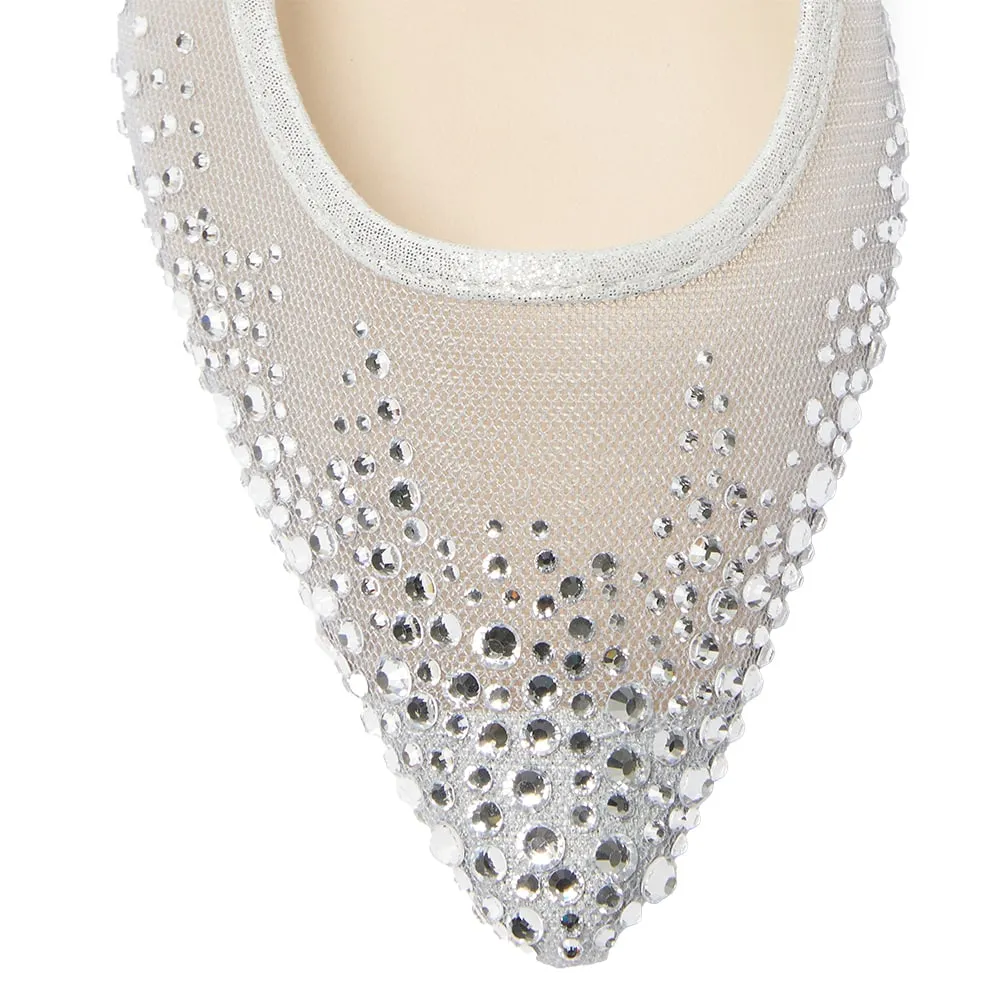Wendi Flat in True Silver Mesh