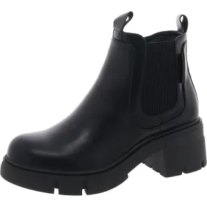 William Womens Laser Cut Faux Leather Chelsea Boots