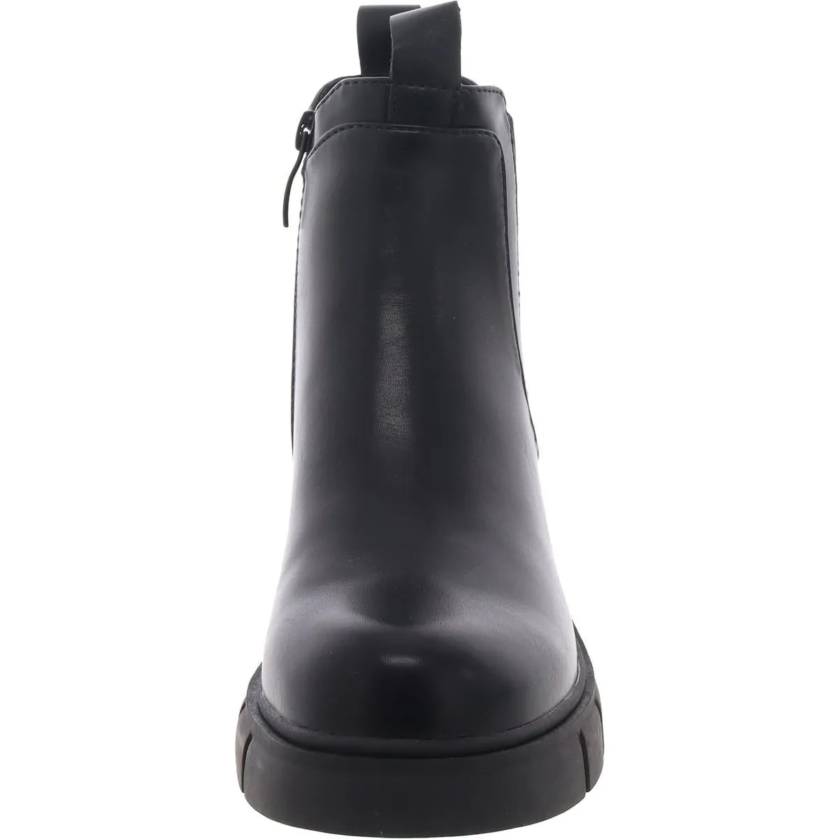 William Womens Laser Cut Faux Leather Chelsea Boots