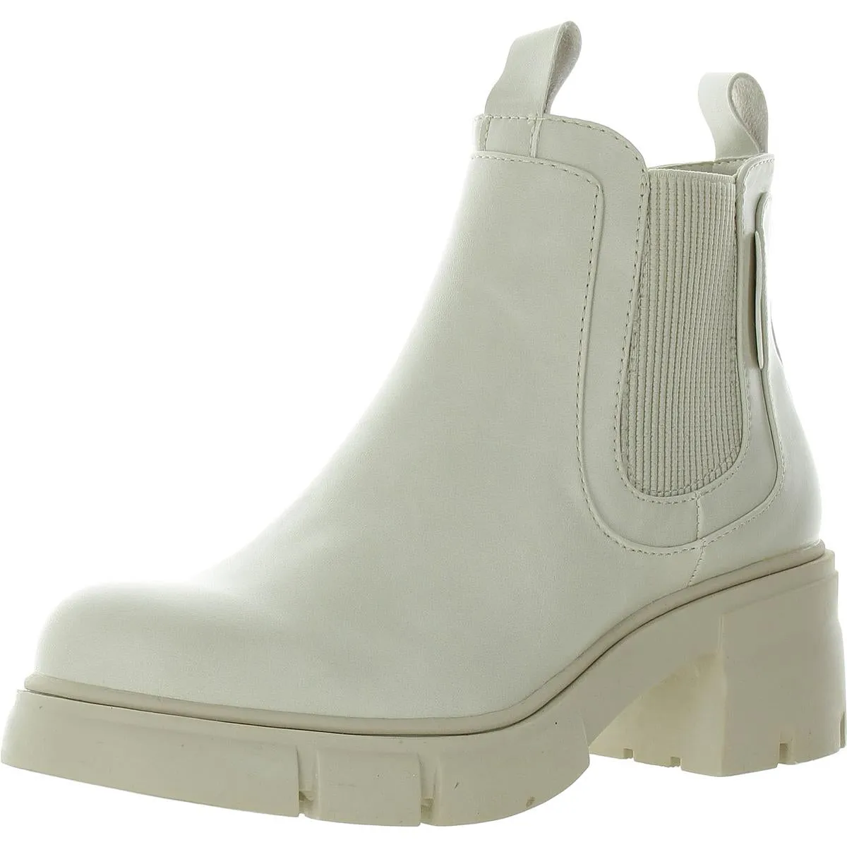 William Womens Laser Cut Faux Leather Chelsea Boots