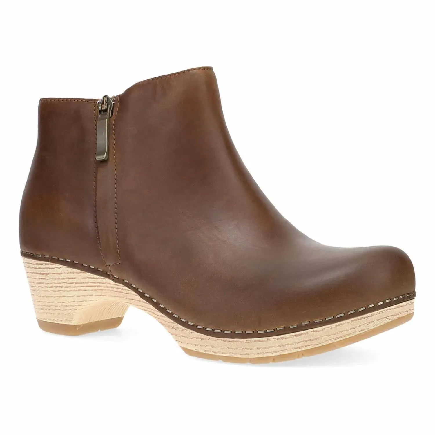 Women Lizanne Bootie Clog In Tan Oiled Leather