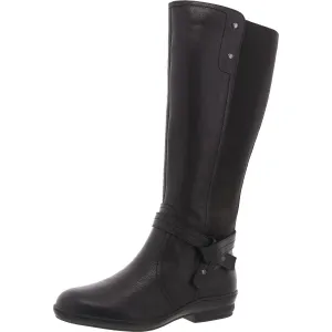 Womens Belted Leather Knee-High Boots