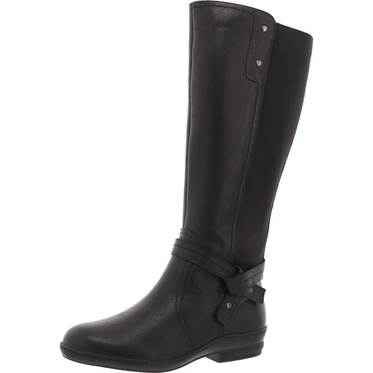 Womens Belted Leather Knee-High Boots