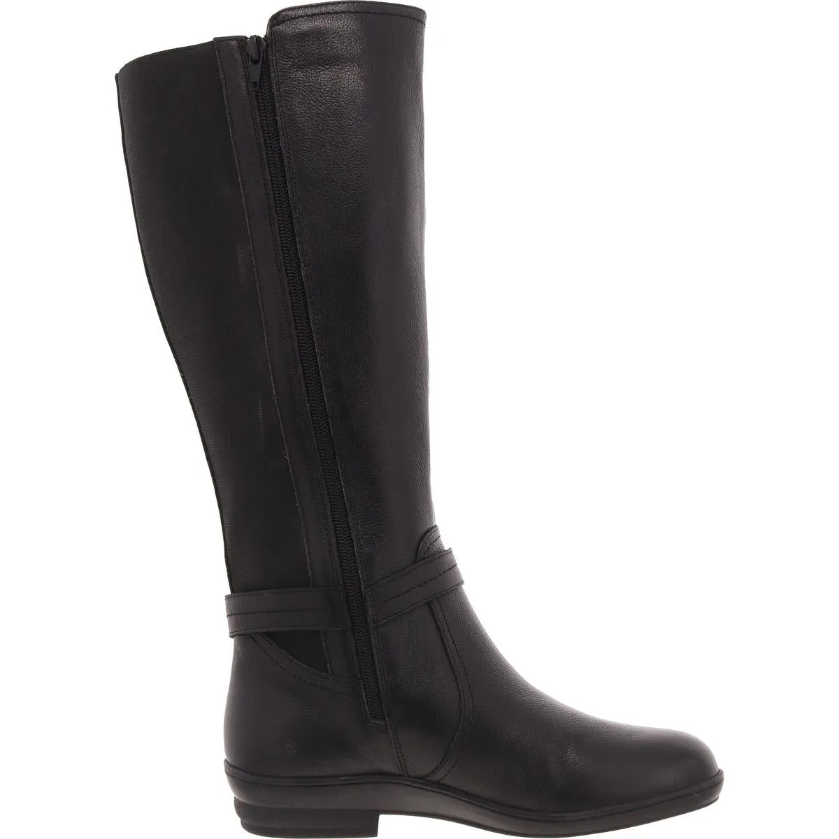 Womens Belted Leather Knee-High Boots