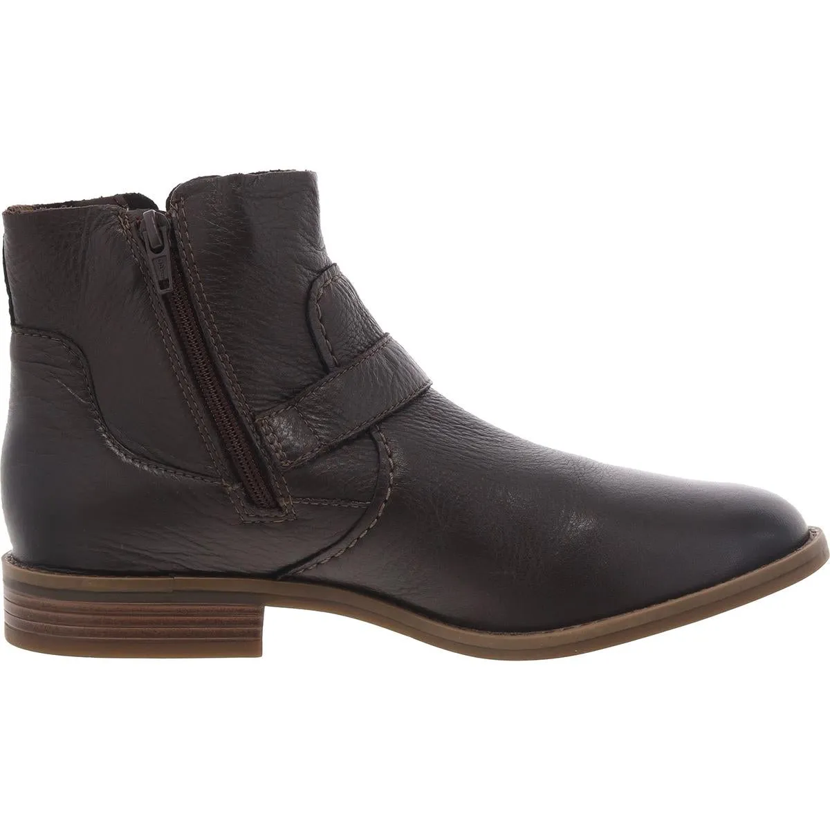 Womens Buckle Leather Booties