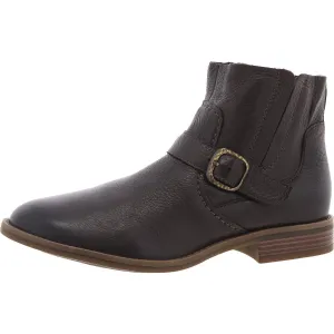 Womens Buckle Leather Booties