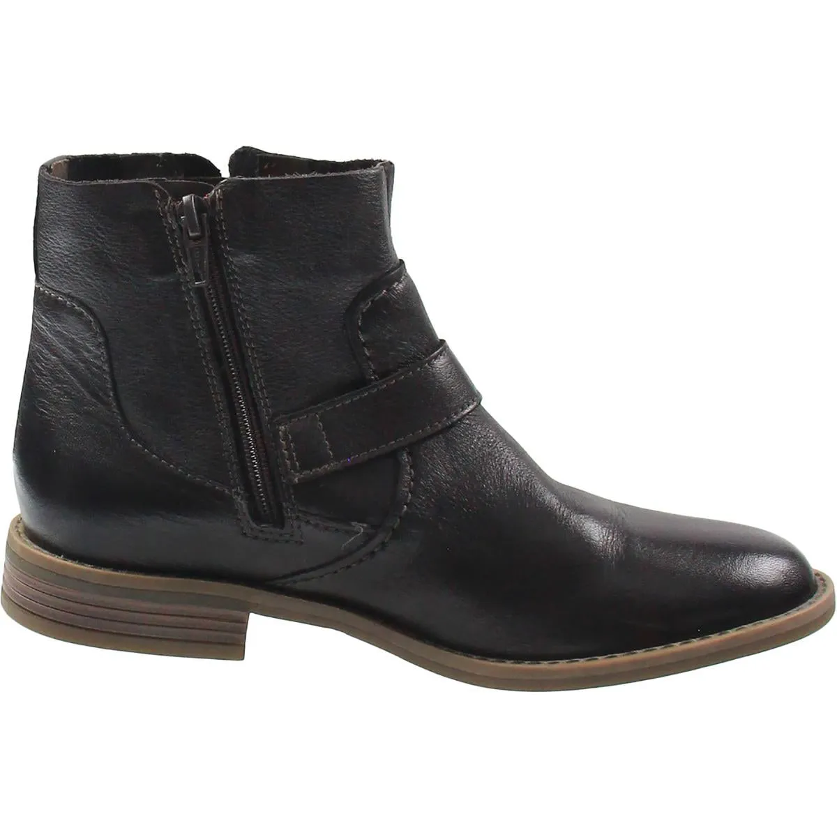 Womens Buckle Leather Booties