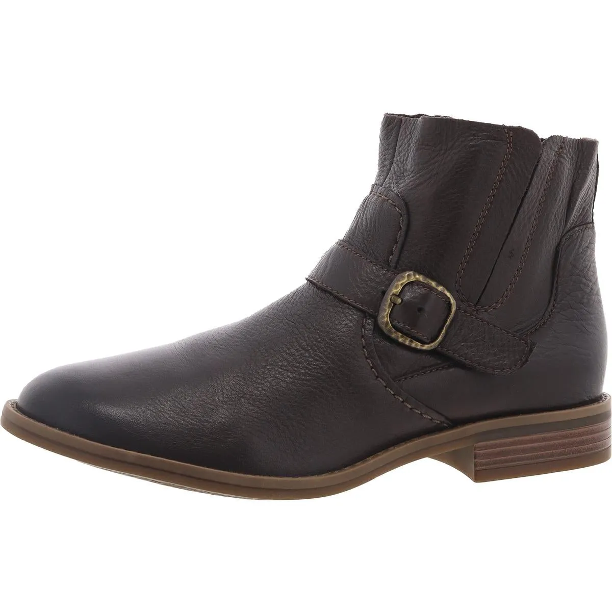 Womens Buckle Leather Booties