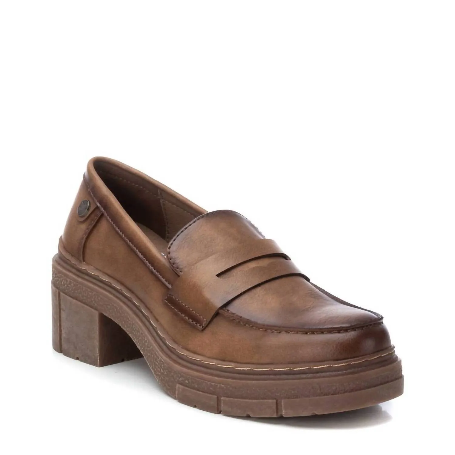 Women's Casual Heeled Moccasins In Light Brown