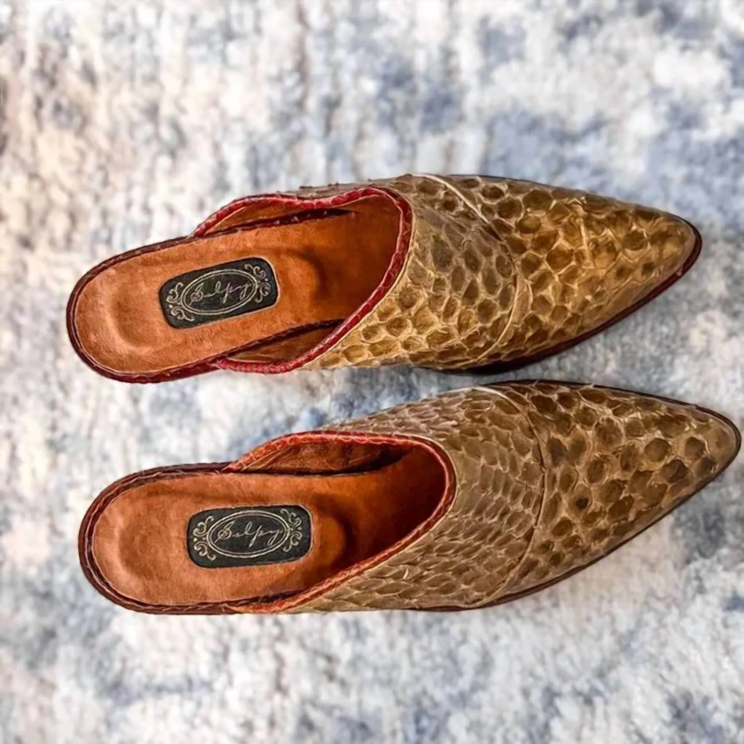 Women's Dallas Snakeskin Clog Shoes In Tan