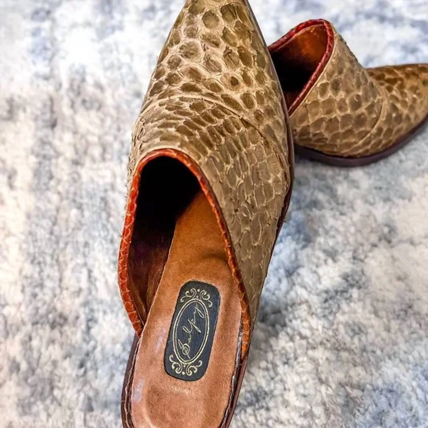 Women's Dallas Snakeskin Clog Shoes In Tan