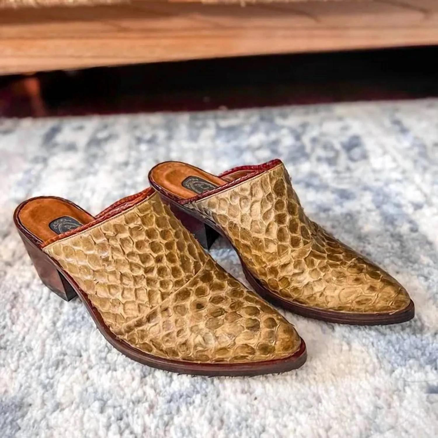 Women's Dallas Snakeskin Clog Shoes In Tan