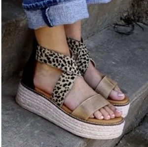 Women's Day Timer Sandal In Leopard Print/ Black Leather