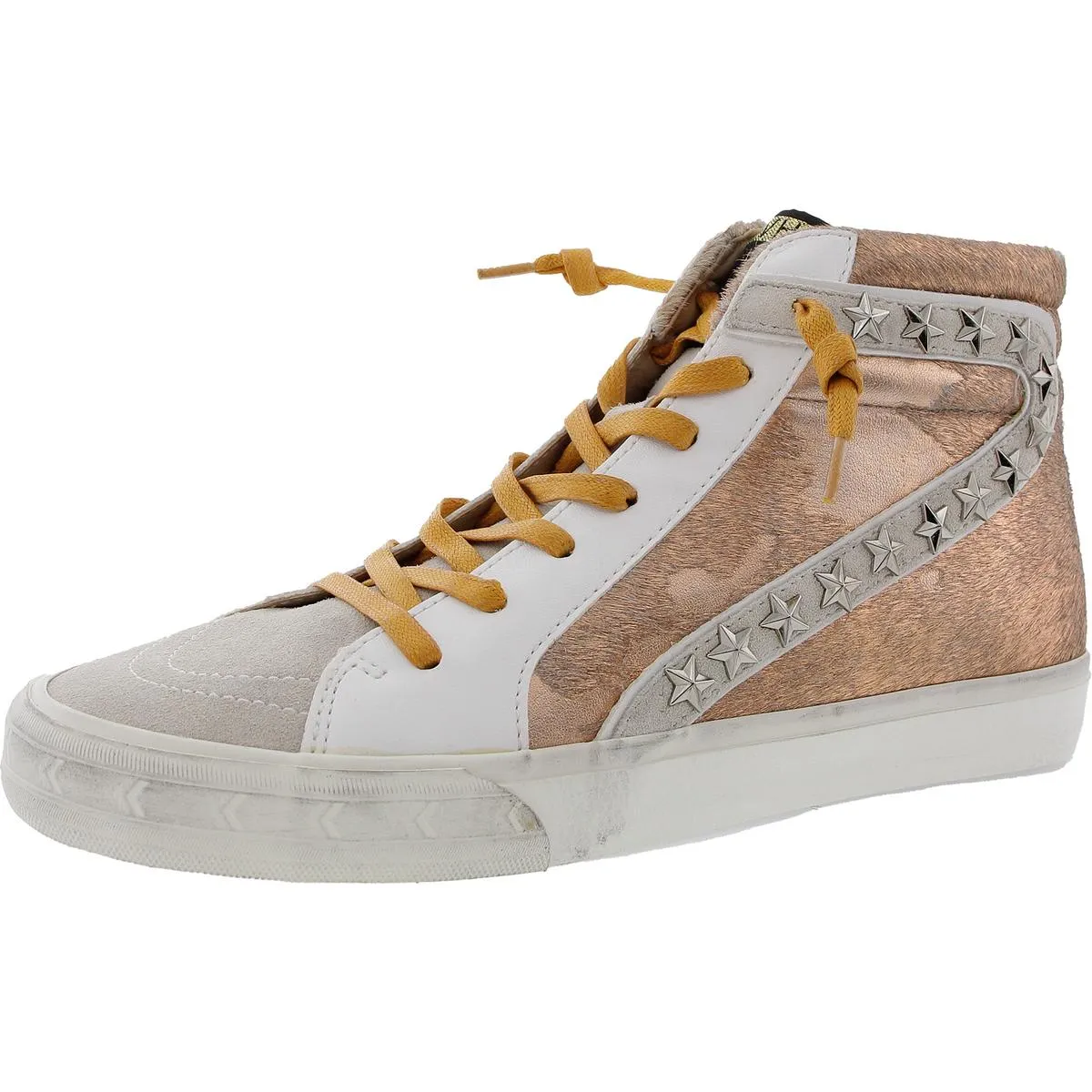 Womens Distressed Calf Hair Casual And Fashion Sneakers