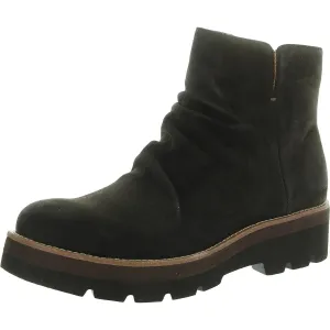 Womens Double Zipper Leather Ankle Boots