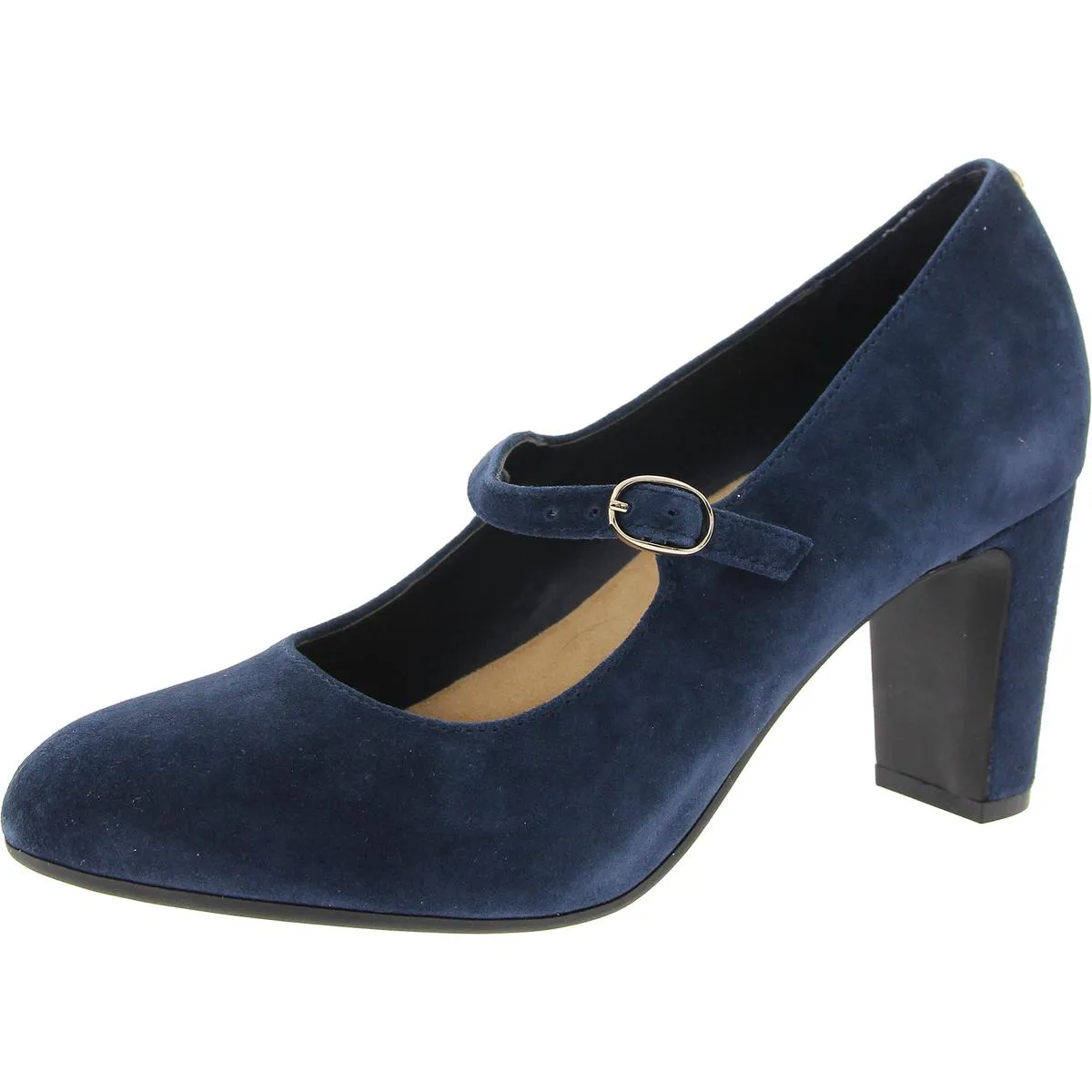 Womens Embellished Faux Suede Mary Jane Heels