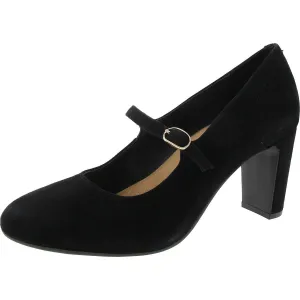 Womens Embellished Faux Suede Mary Jane Heels