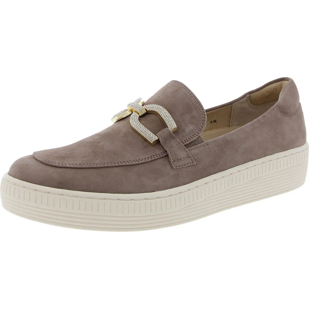 Womens Embellished Suede Slip-On Sneakers