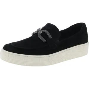 Womens Embellished Suede Slip-On Sneakers
