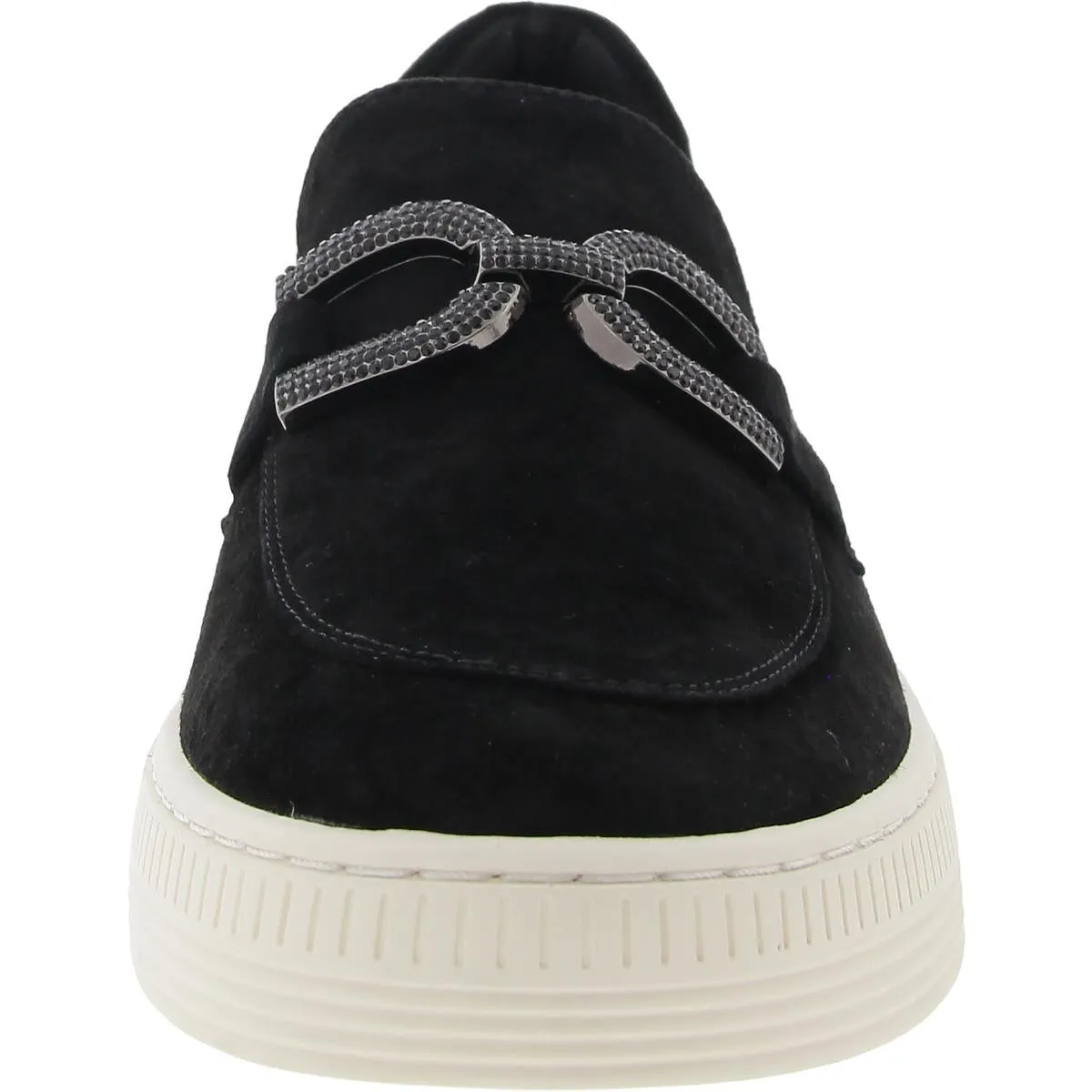 Womens Embellished Suede Slip-On Sneakers