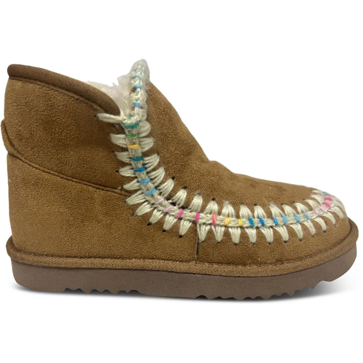 Womens Embroidered Faux Suede Booties