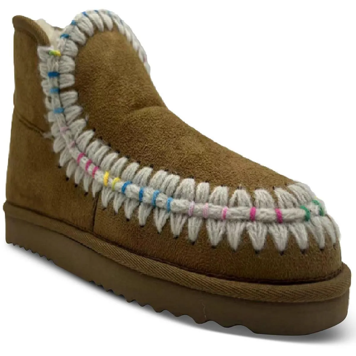 Womens Embroidered Faux Suede Booties