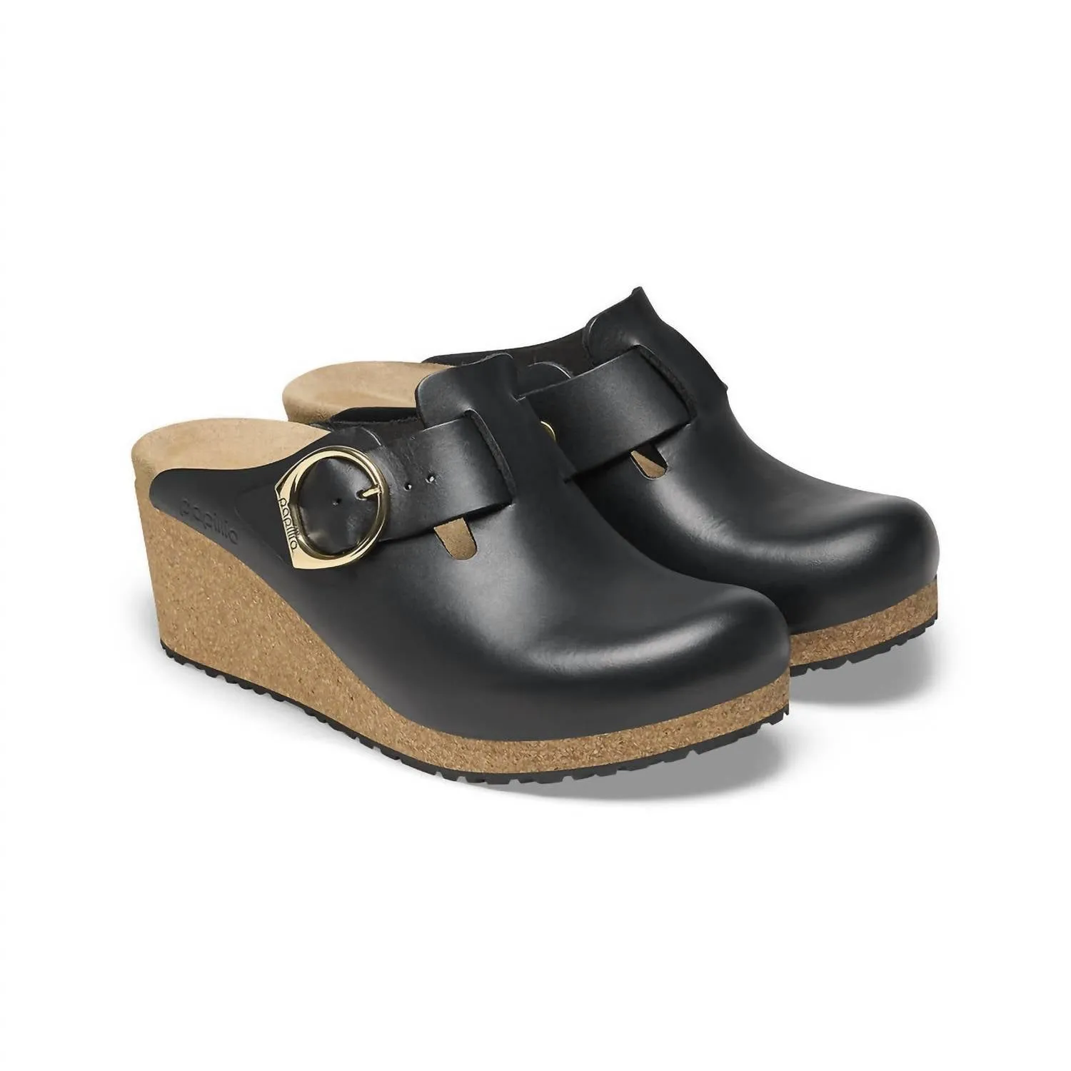 Women's Fanny Leather Clogs In Black