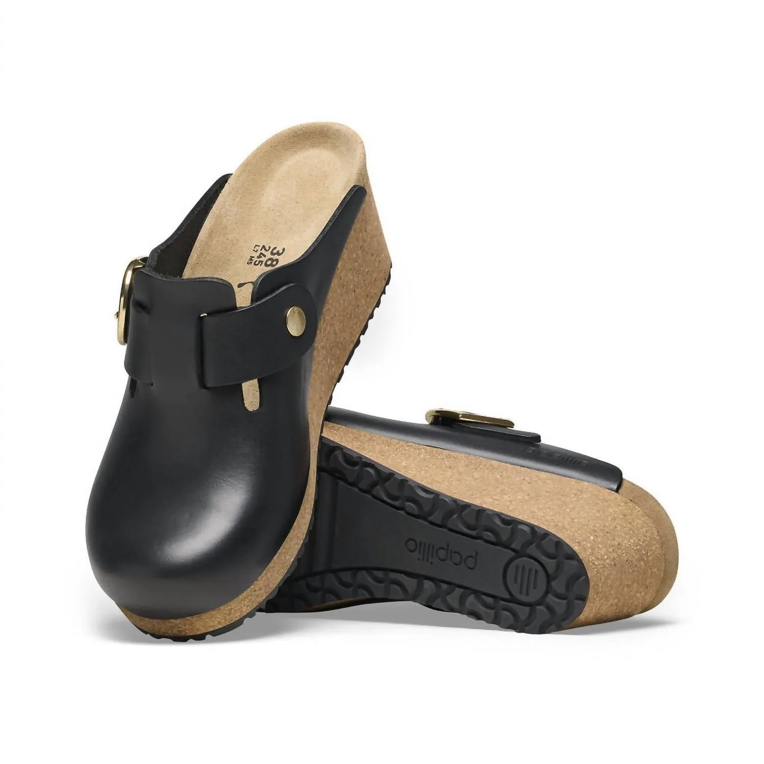 Women's Fanny Leather Clogs In Black
