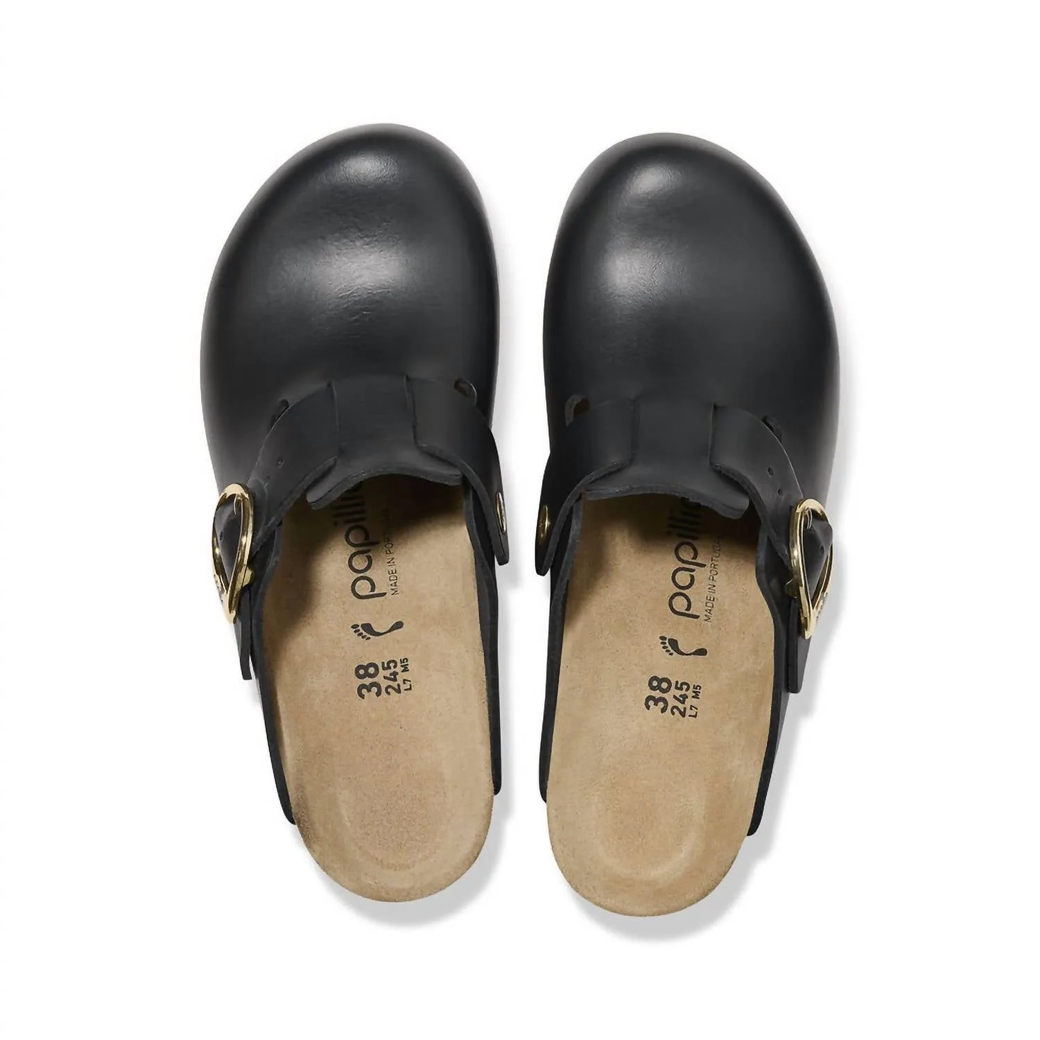 Women's Fanny Leather Clogs In Black