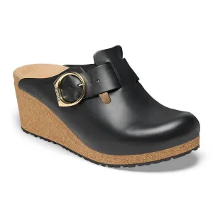 Women's Fanny Leather Clogs In Black