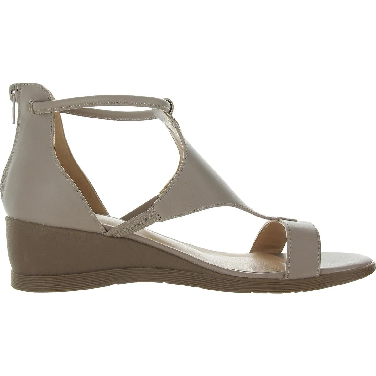 Womens Faux Leather Cushioned Insole T-Strap Sandals