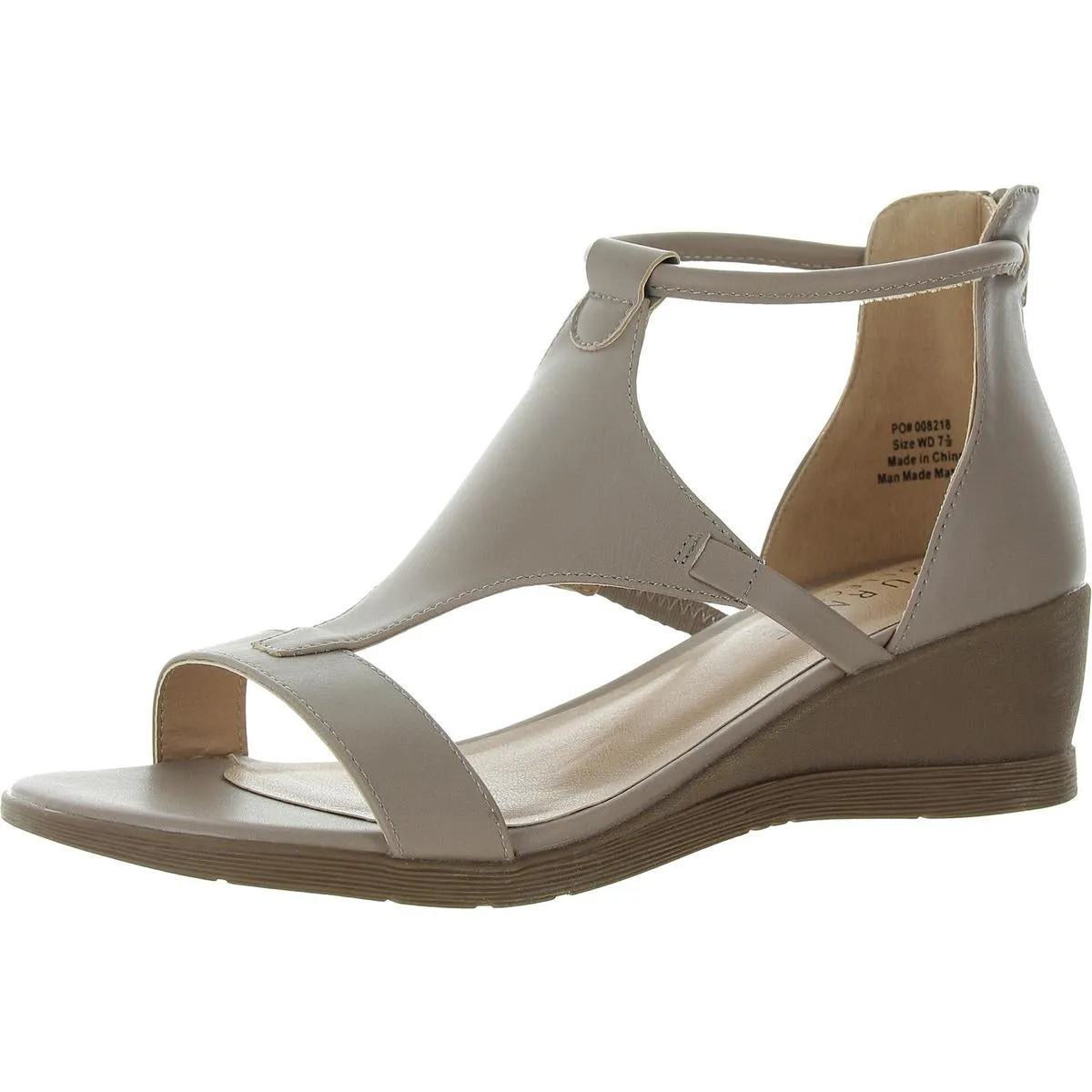 Womens Faux Leather Cushioned Insole T-Strap Sandals