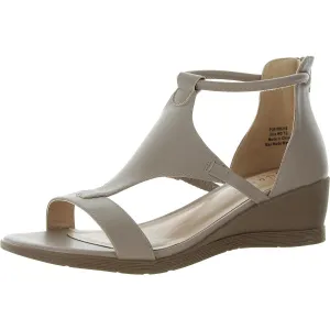 Womens Faux Leather Cushioned Insole T-Strap Sandals