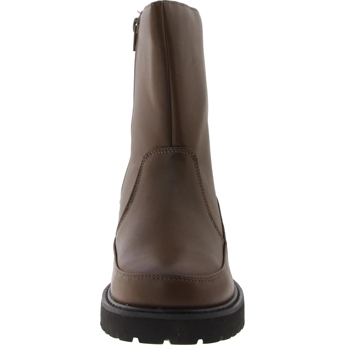 Womens Faux Leather Faux Fur Lined Mid-Calf Boots