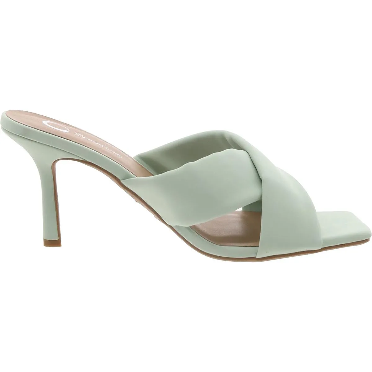 Womens Faux Leather Kitten Heel Slide
