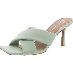 Womens Faux Leather Kitten Heel Slide