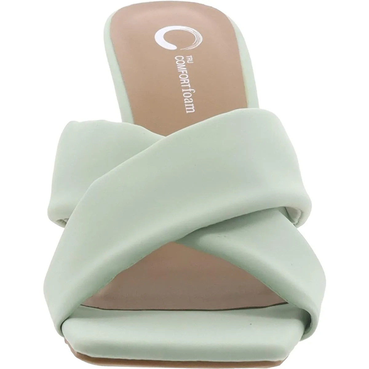Womens Faux Leather Kitten Heel Slide