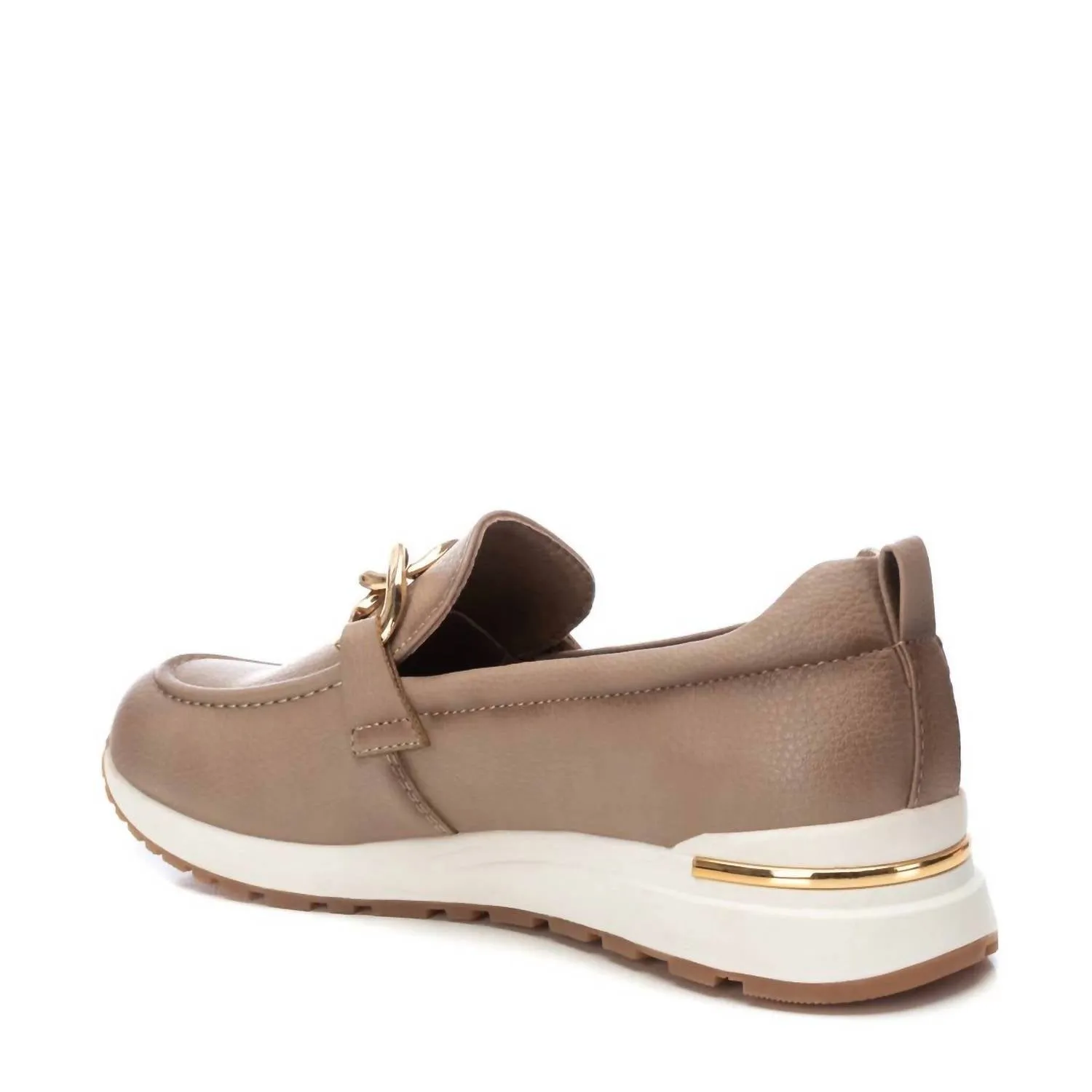 Women's Faux Leather Moccasins In Beige