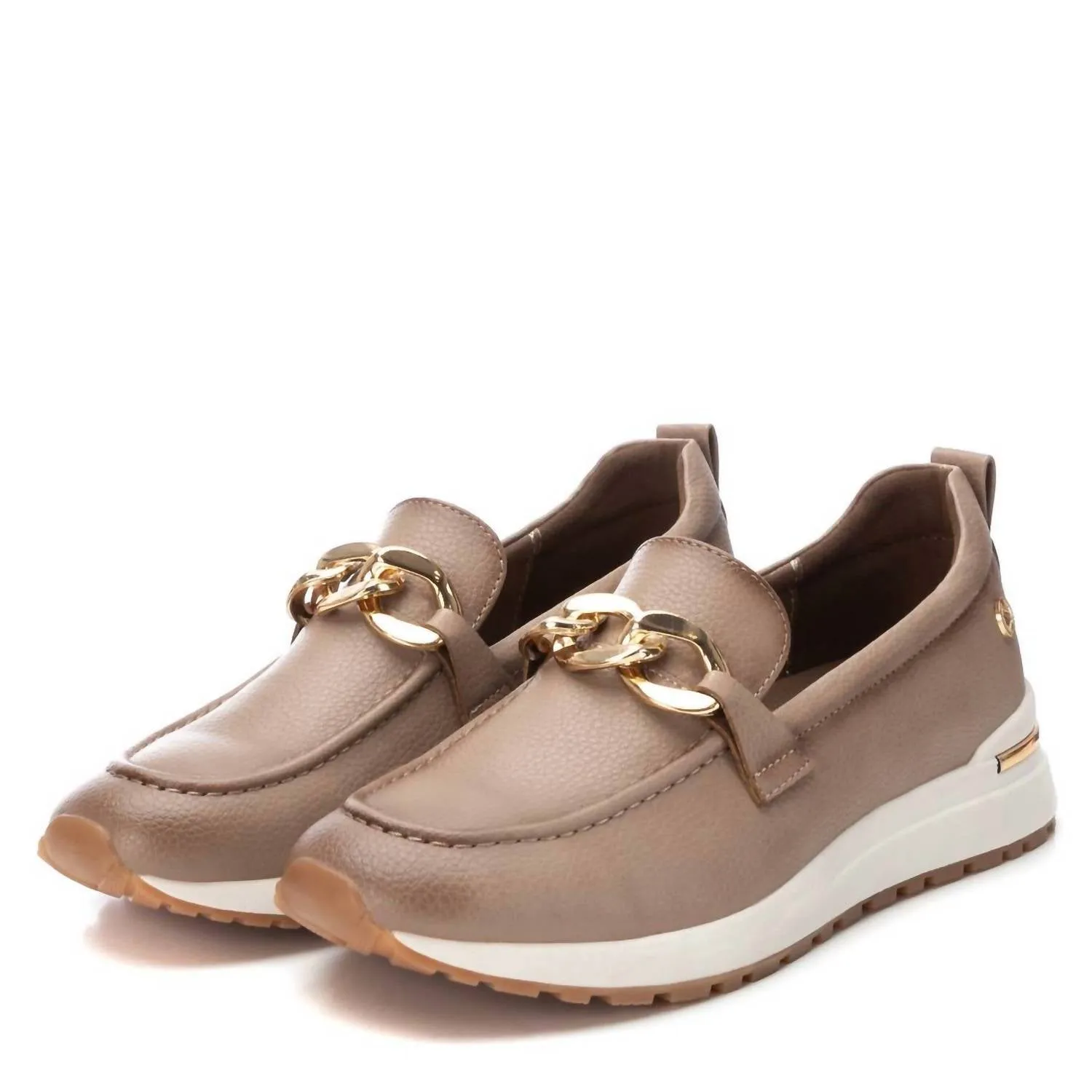 Women's Faux Leather Moccasins In Beige