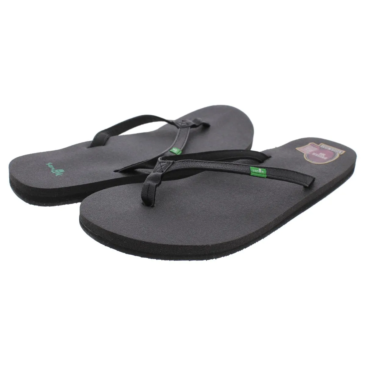 Womens Faux Leather Slide Flip-Flops
