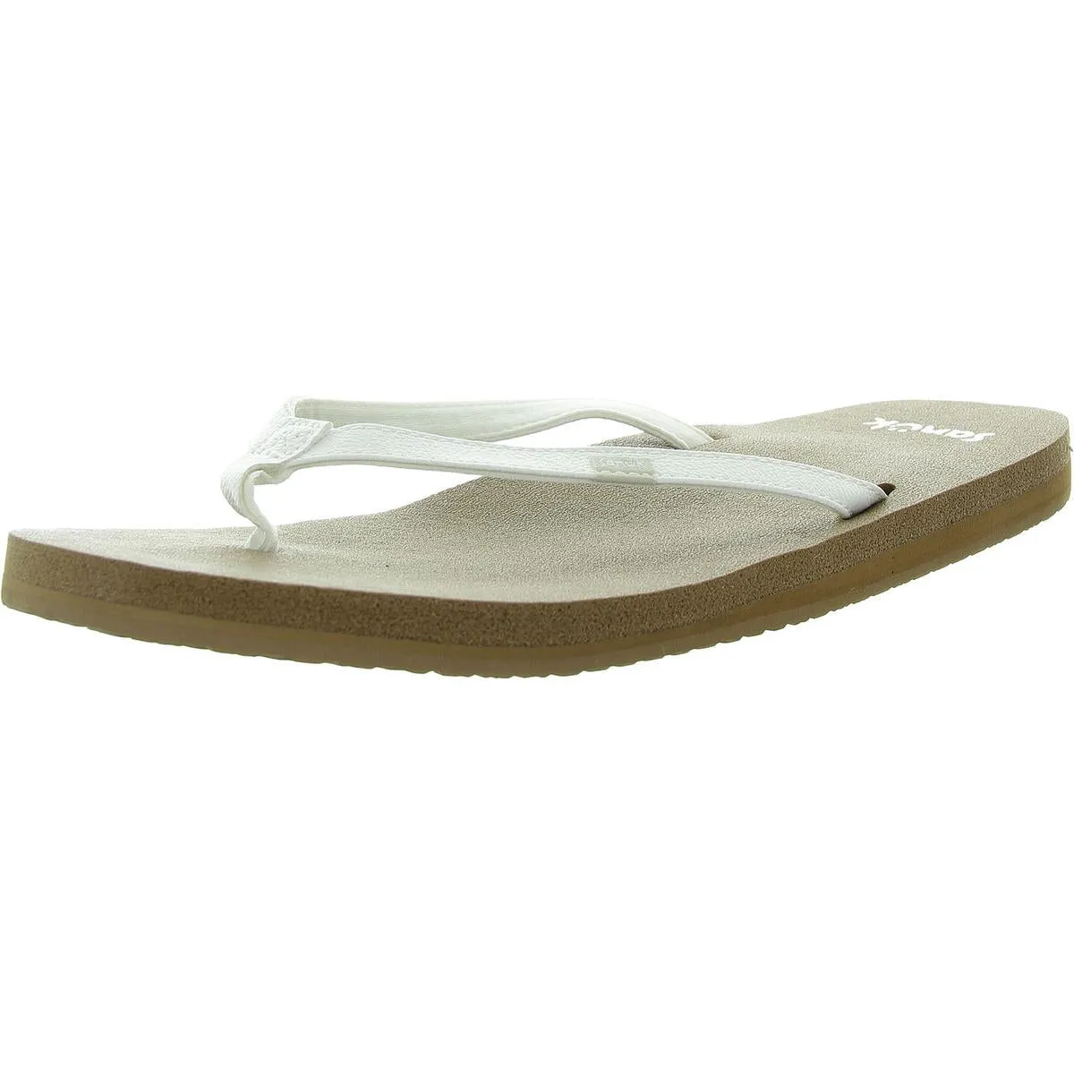 Womens Faux Leather Slide Flip-Flops