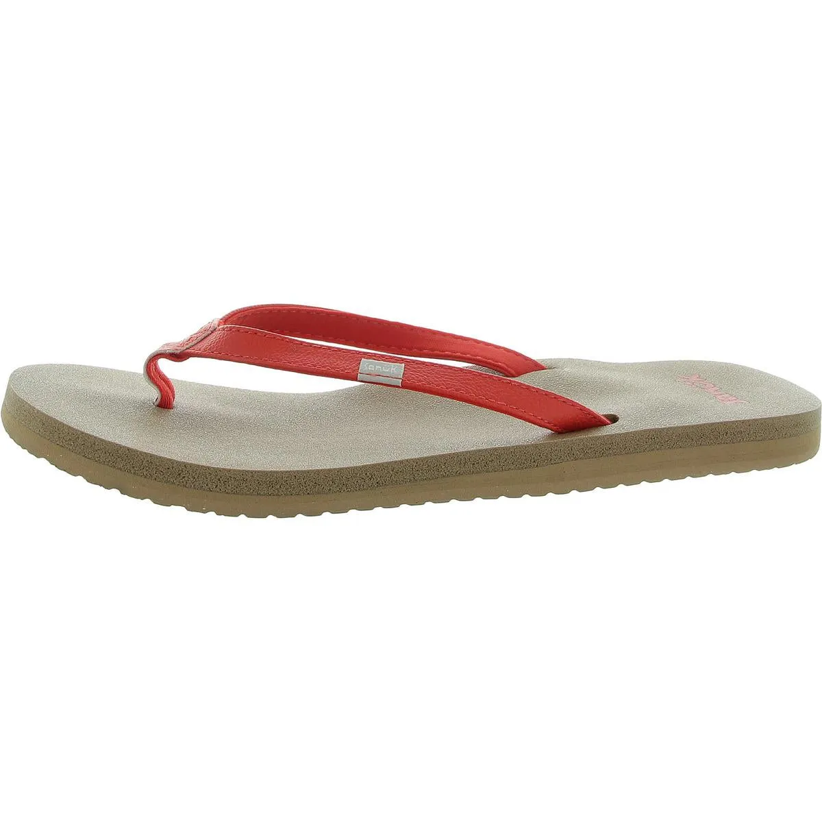 Womens Faux Leather Slide Flip-Flops