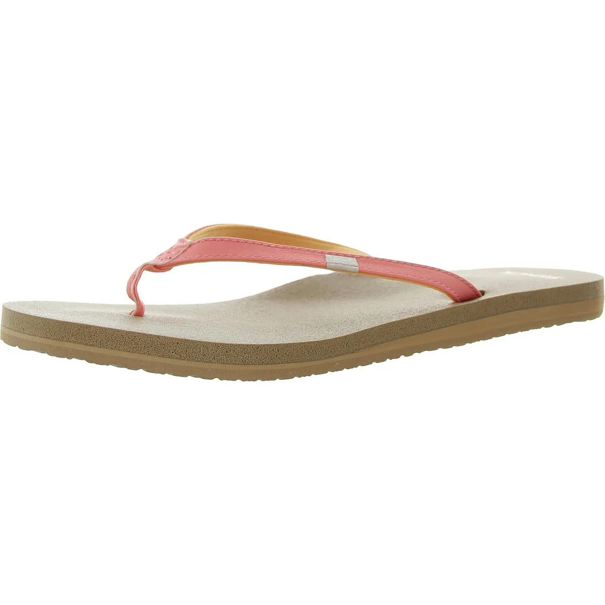 Womens Faux Leather Slide Flip-Flops
