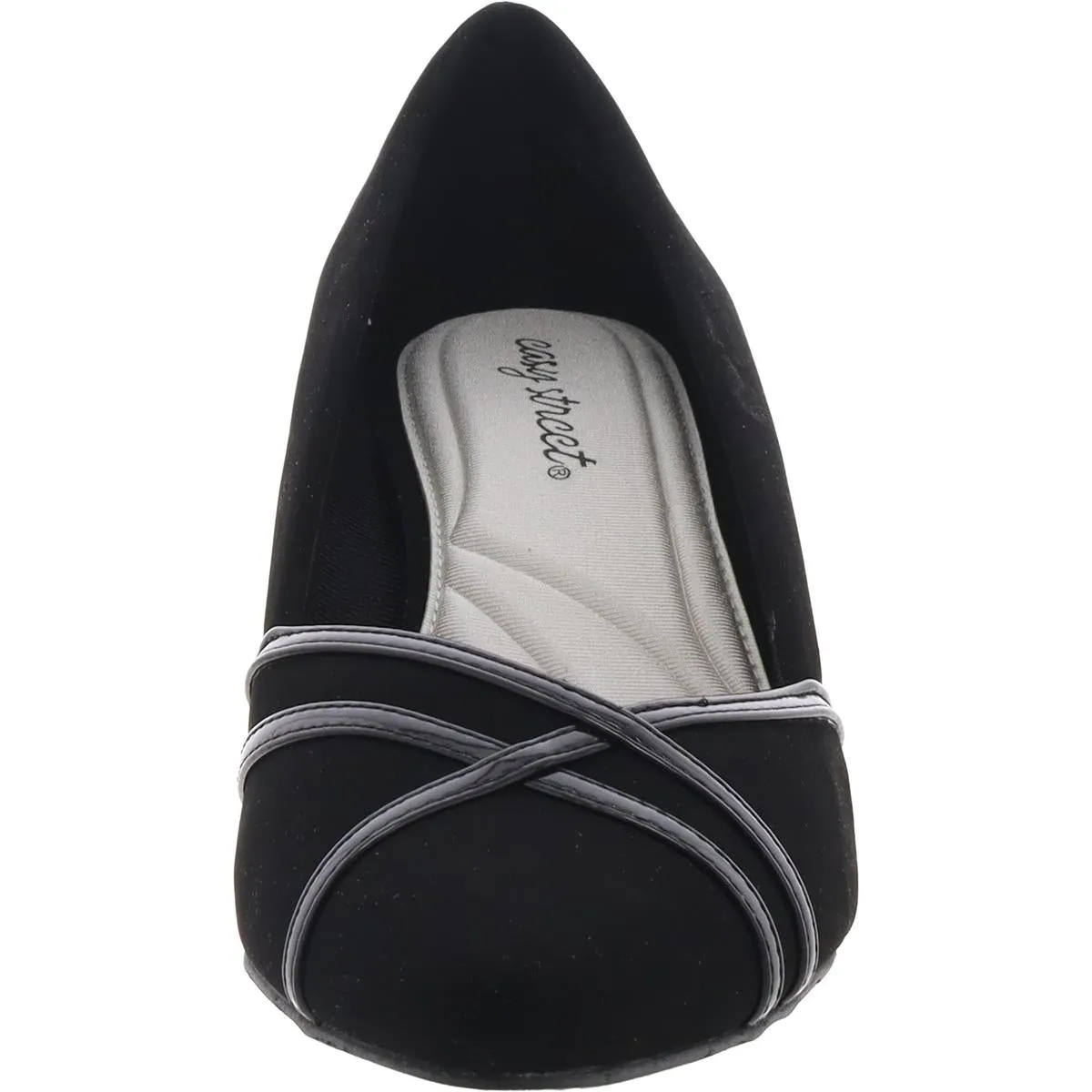 Womens Faux Leather Trim Faux Suede Block Heels