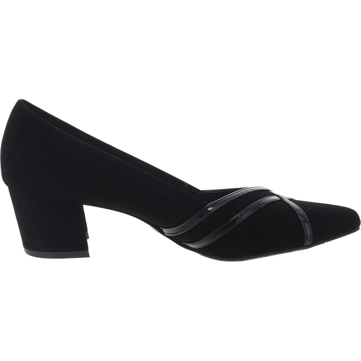 Womens Faux Leather Trim Faux Suede Block Heels