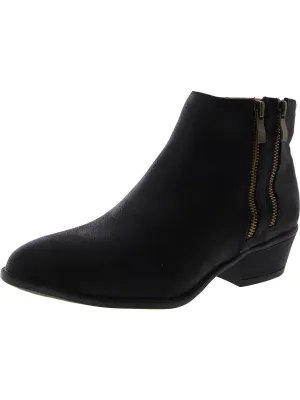 Womens Faux Suede Block Heel Ankle Boots