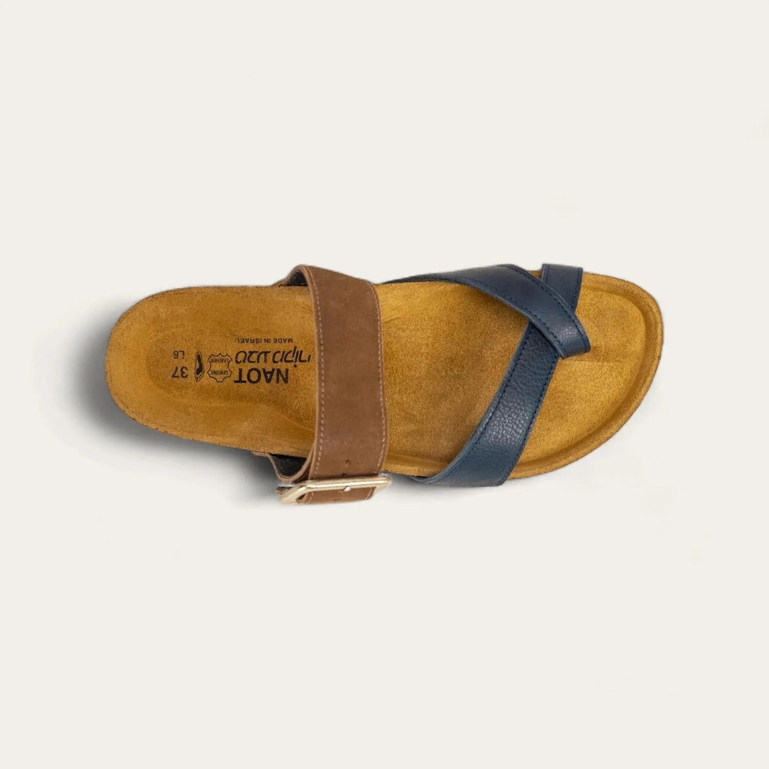 Women's Fresno Toe Loop Slide Sandal In Soft Ink Leather/antique Brown