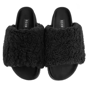 Women's Fuzzy Slide In Black
